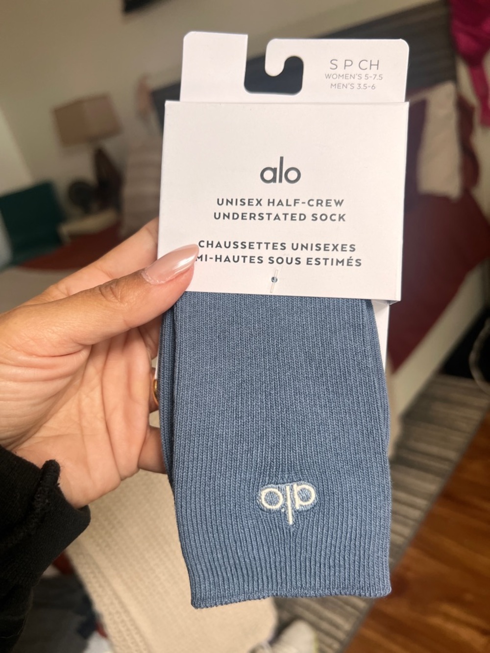 ALO Yoga Unisex Half-Crew Sock in Slate Blue